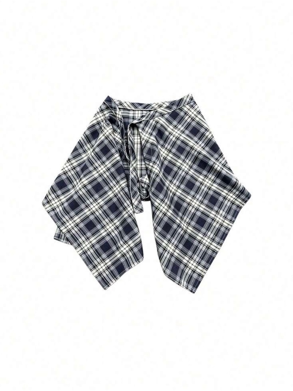 Plaid Wrap-Front Women’s Shorts in Navy and White